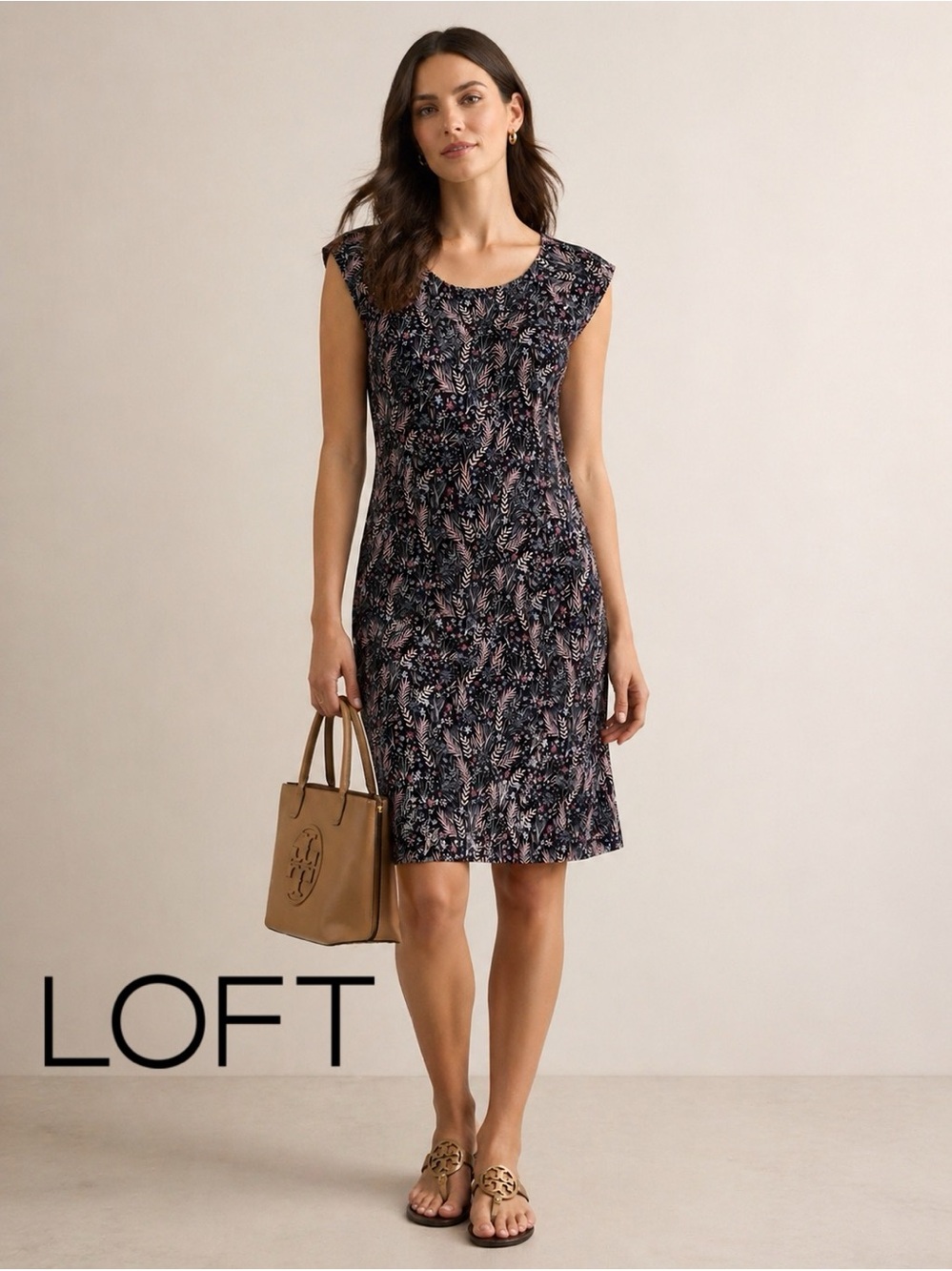 🌸LOFT Floral Midi Dress Small | Multicolor Botanical Print Sleeveless Dress